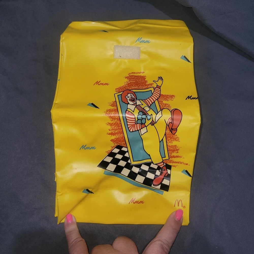 Vtg Retro 1988 McDonald's Plastic Ronald Happy Meal Vinyl Lunch Bag 11" x 6.5"